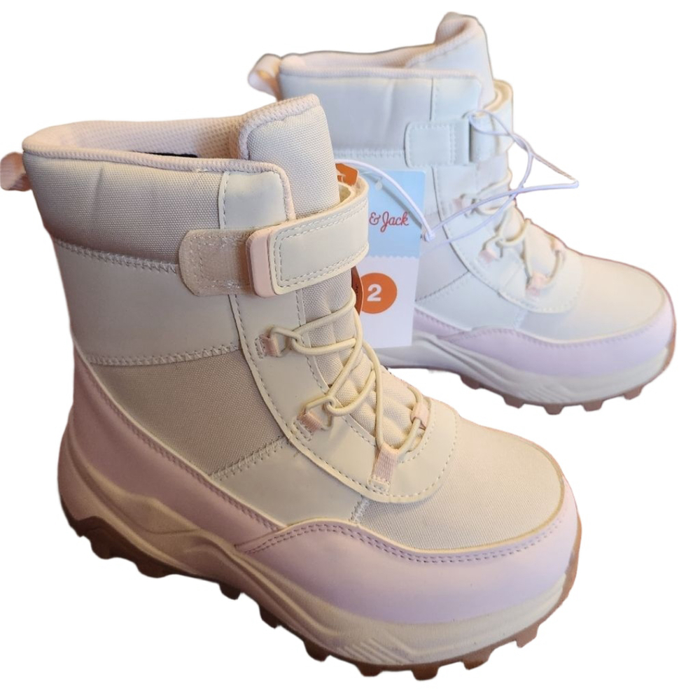 Cat & Jack Kids Noah Waterproof Hiker Snow Boots Cream Size 2